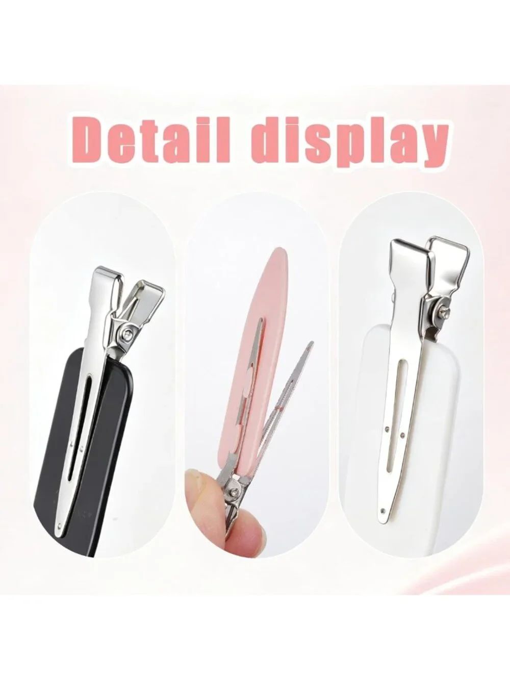 24 Pcs Creaseless Hair Clips for Women - Makeup, Stylish Black/Pink/White Set